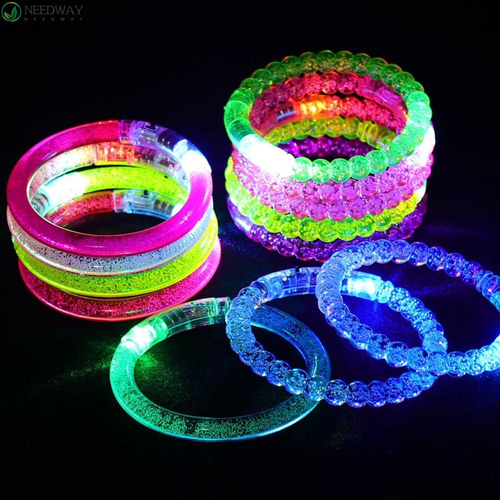 NEEDWAY Needway Flash Gelang Perlengkapan Pesta Warna-Warni Bercahaya Gelang Elektronik Led Flash Gelang Tali Pergelangan Tangan Glow In The Dark Mainan Anak Led Flash Color Bubble Bracelet