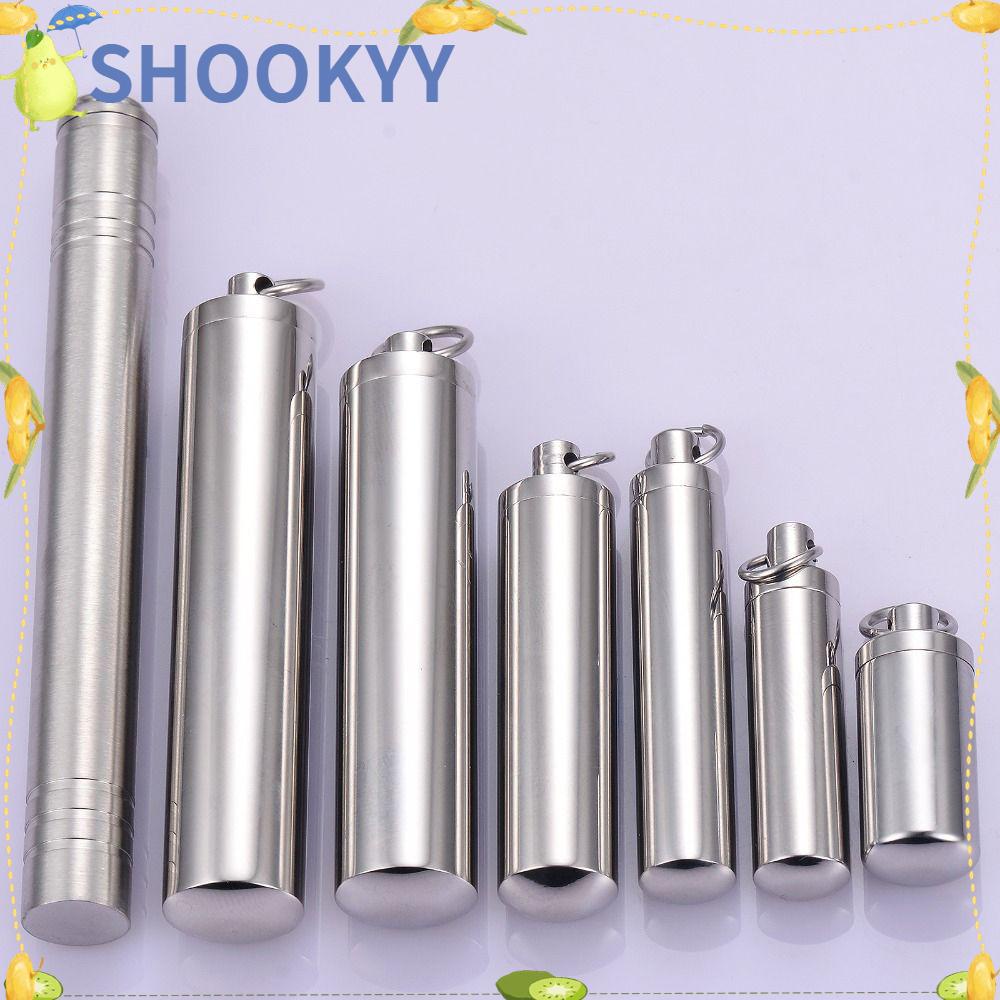 CHOOKYY Liontin Vial Parfum Lucky Charm Stainless Steel Pill Case Ashes Guci