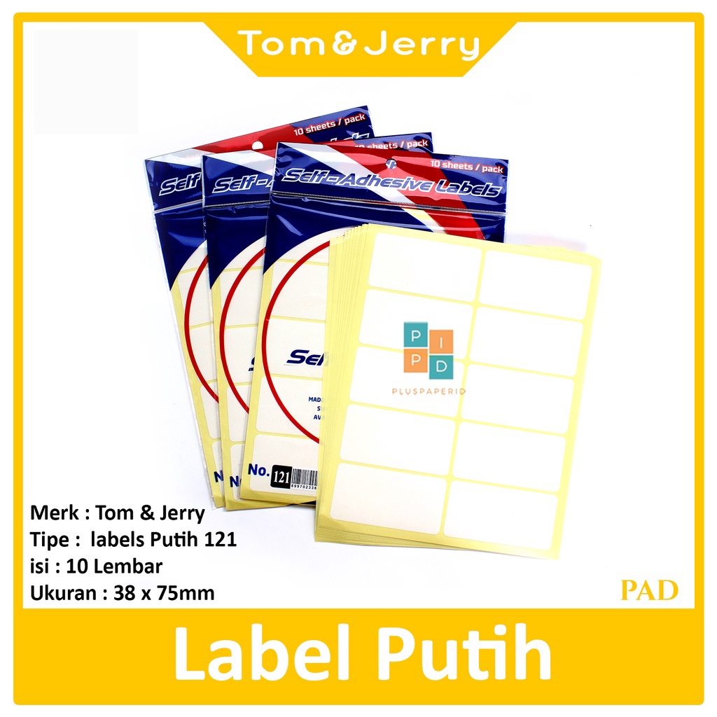 

Tom & Jerry - Label Putih Paper Ukuran 120 - 121 - 122 - Pad