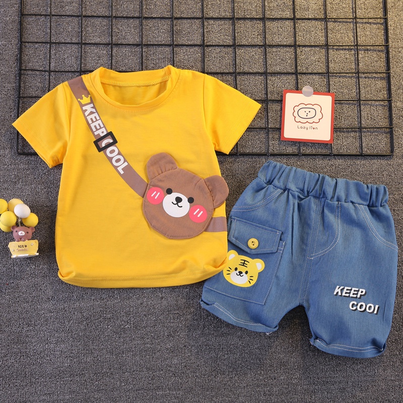 Baju Setelan Anak Laki Laki Import Model Sling Bag Beruang Bahan Katun