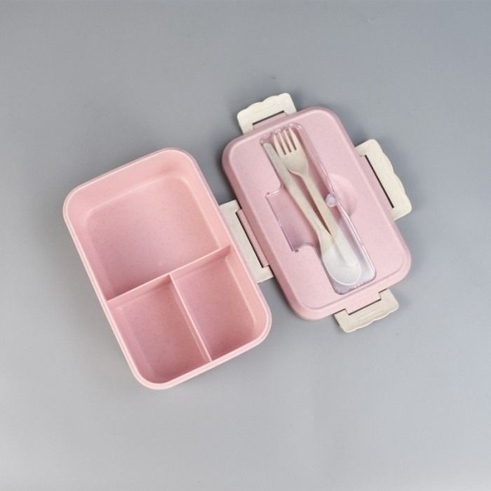 GOS - E209- Kotak Makan 4 in 1 / Tempat Makan Satu Set / Kotak Bekal Makan Jerami Gandum Lunch Box