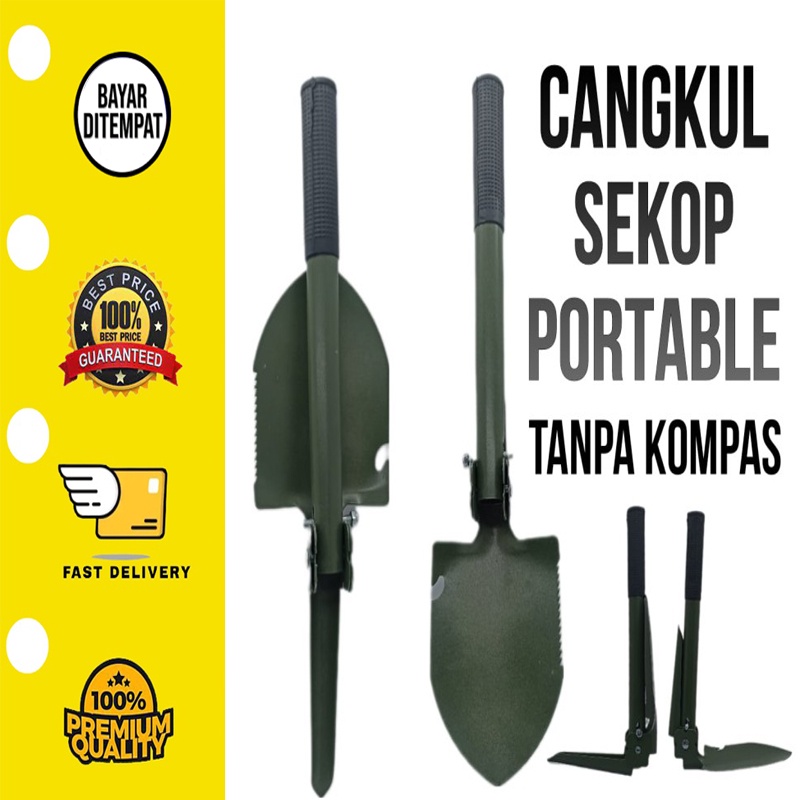 Sekop Cangkul Pacul Berkebun Mini Lipat Portable Shovel Militer Hiking Scoop Taman Gergaji Lipat Travel camping Skop Tanah Multifungsi