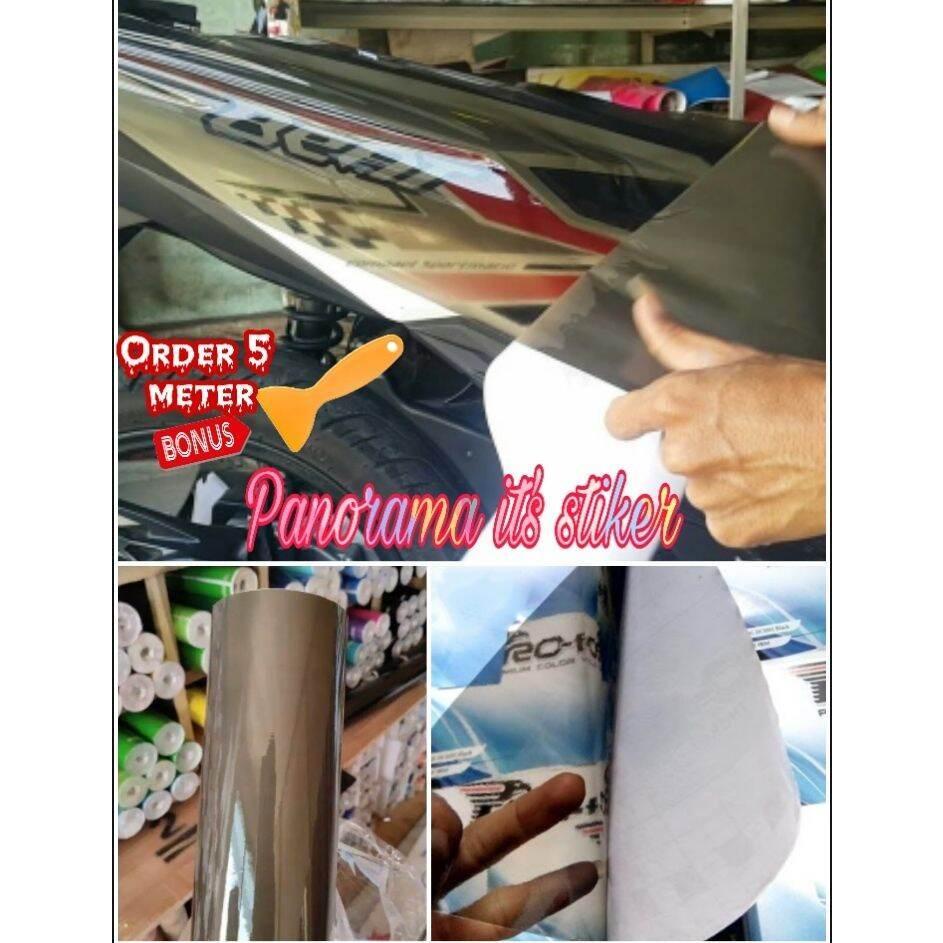 Stiker Skotlet body motor Laminating transparan /sticker motor warna hitam kilap transparan bening s