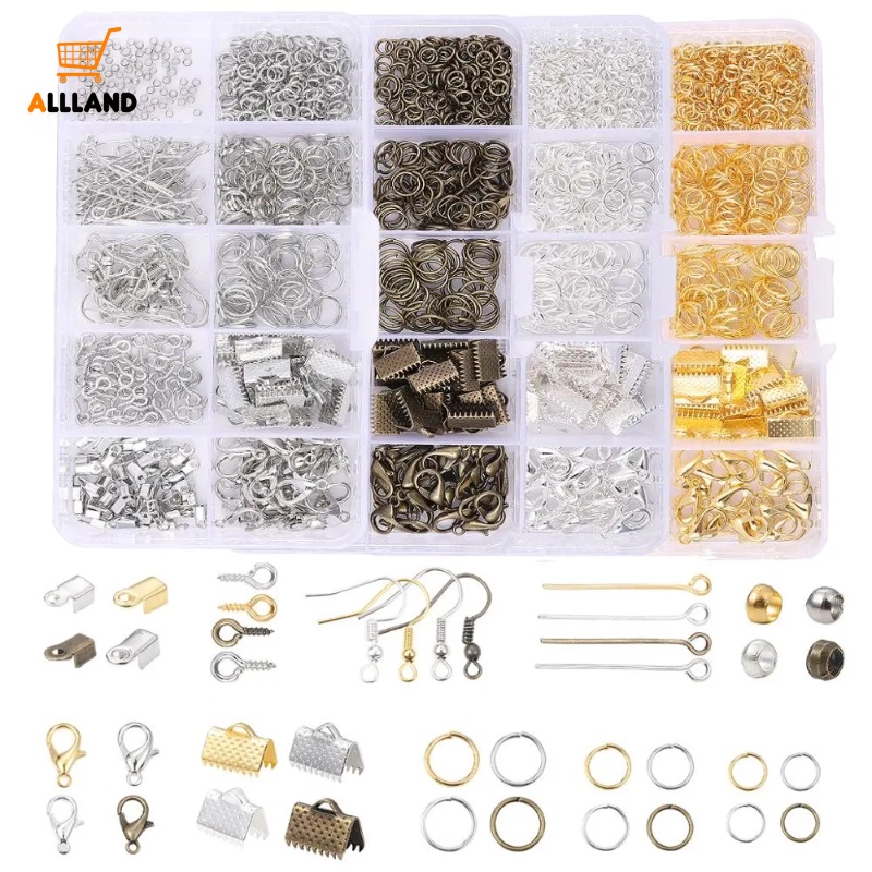 10kisi Paduan Aksesoris Temuan Perhiasan Set/ Anting-Anting Membuat Kit Lobster Clasp Open Jump Rings Repair Tools/ DIY Membuat Perhiasan Perlengkapan