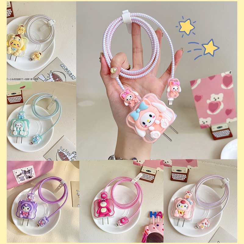 4pc /set Kabel Chargers Case Pelindung Sanrio Case Pelindung Cocok Untuk Apple 20w Charger Pelindung Cases