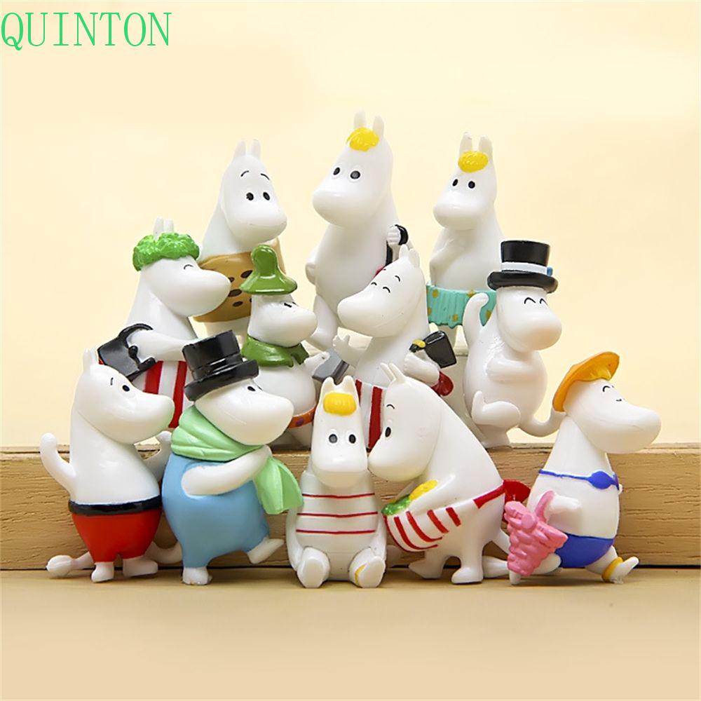 QUINTON Hippos Family Figure 12Pcs/ Banyak Dekorasi Rumah Hadiah Natal Figure Model Decoration Boneka Figure Anime Kartun Hewan