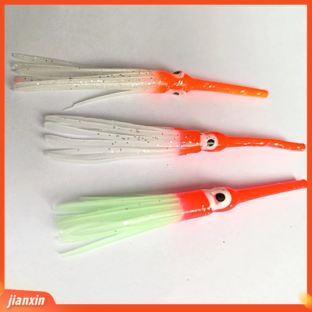 (In Stock) Simulasi Warna Cerah Mata Besar Anti Gigit Mulut Panjang 9cm Umpan Cumi Bercahaya Memancing Laut Lembut Gurita Cumi Rok Umpan Pancing Tackle