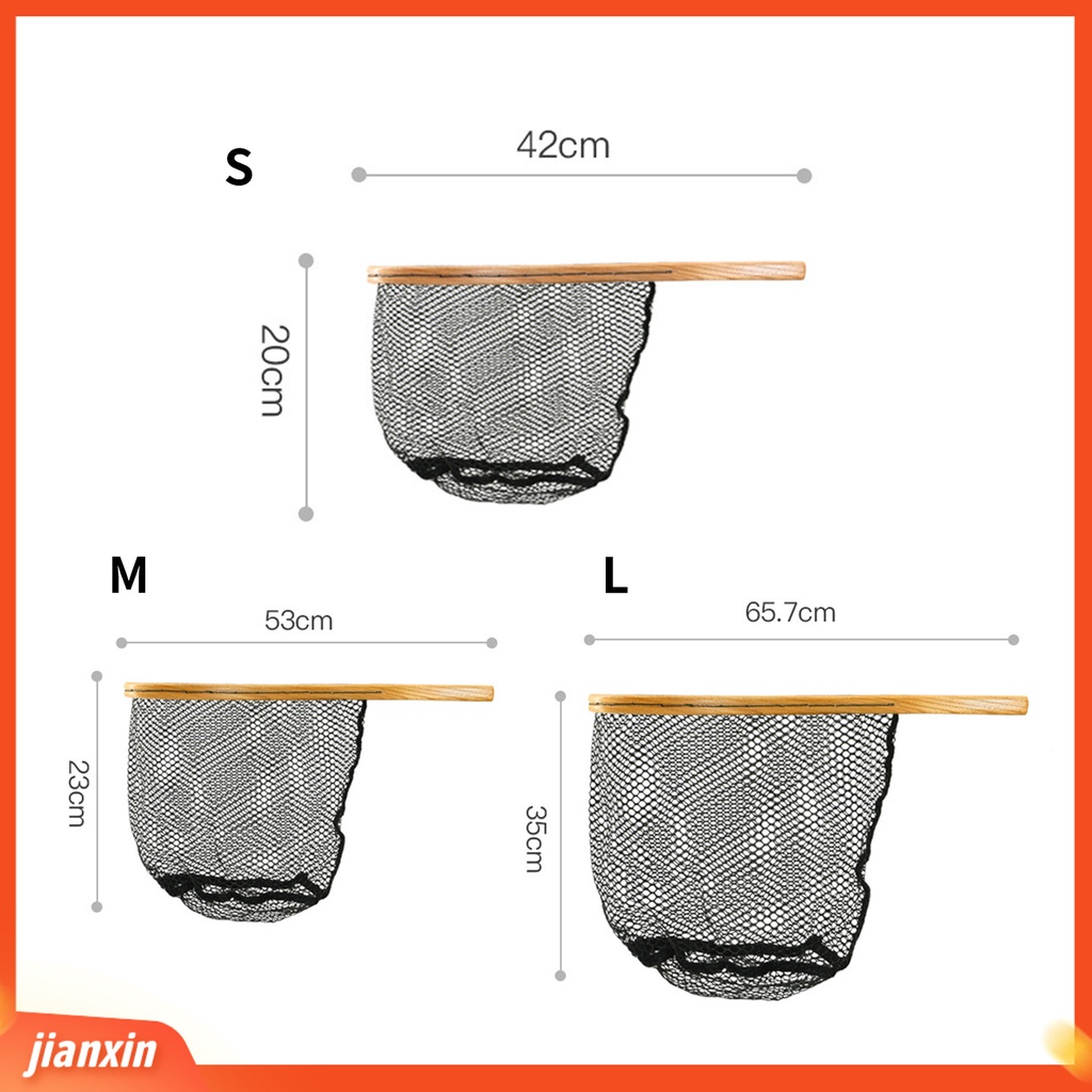 (In Stock) Mini Landing Dip Net Tahan Sobek Gagang Kayu Jaring Celup Ikan Lubang Lebat Untuk Angling