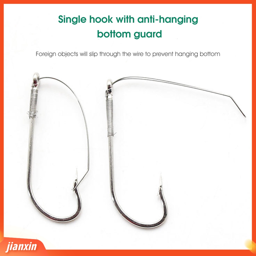 (In Stock) 10Pcs /Box Kait Memancing Berduri Portabel Kokoh Anti-Gantung Bawah Umur Panjang Memancing J Hook Untuk Outdoor