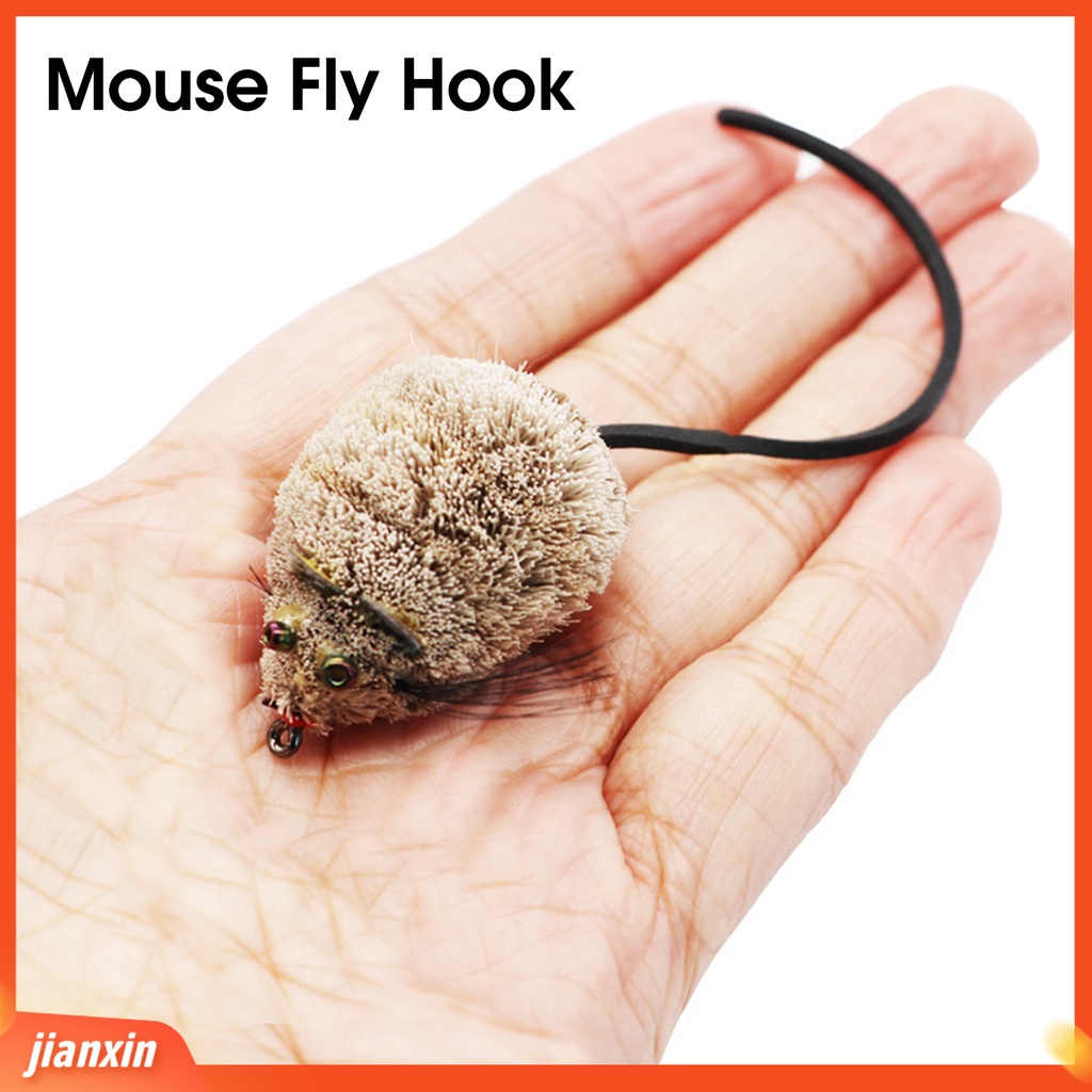 (In Stock) 3D Mata Ekor Panjang Kait Tunggal Umpan Palsu Rambut Hidup Tikus Buatan Memikat Aksesori Memancing