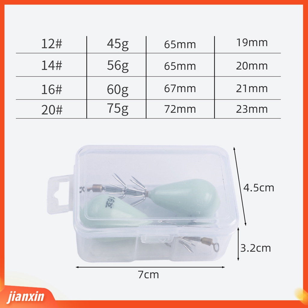 (In Stock) 2Pcs /Box Cuttlefish Metal Sleeve 10cakar Kait Cumi Desain Luminous Ringan Untuk Angling