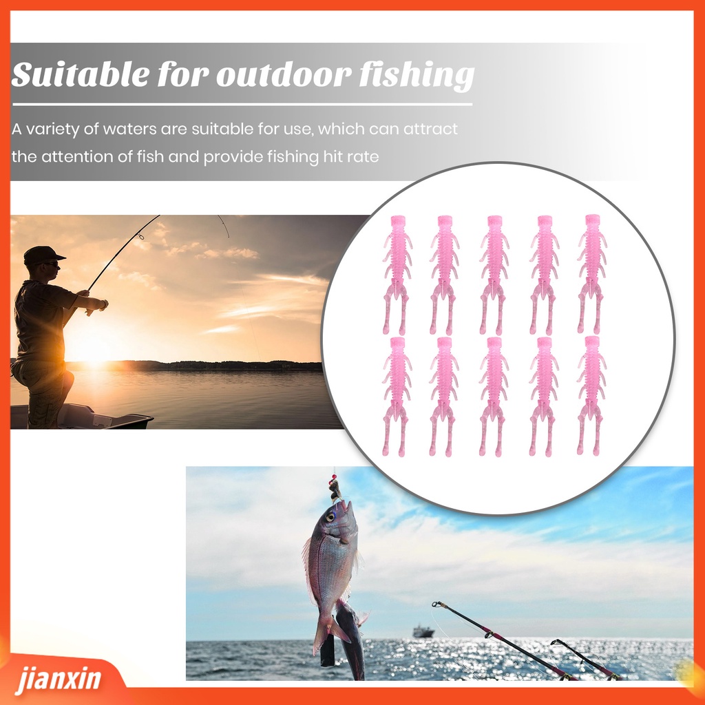 (In Stock) 10Pcs Ekor Ganda Lembut Udang Memancing Umpan Bionic Tahan Abrasi Realistis Angling Untuk Semua-Air Memancing