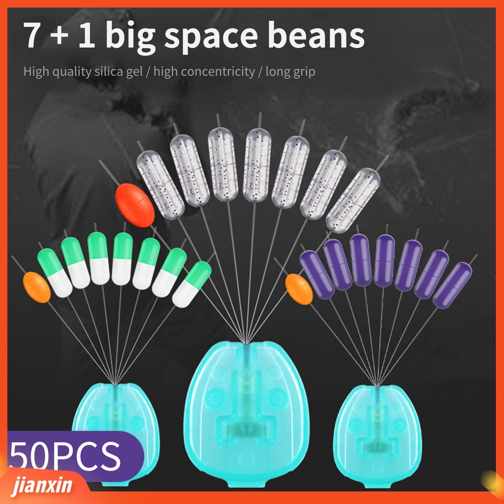 (In Stock) 50Pcs Stopper Pelampung Ikan Elastisitas Tinggi Mudah Dibawa Portabel Space Bean Oval Perlengkapan Alat Pancing Untuk Memancing Batang