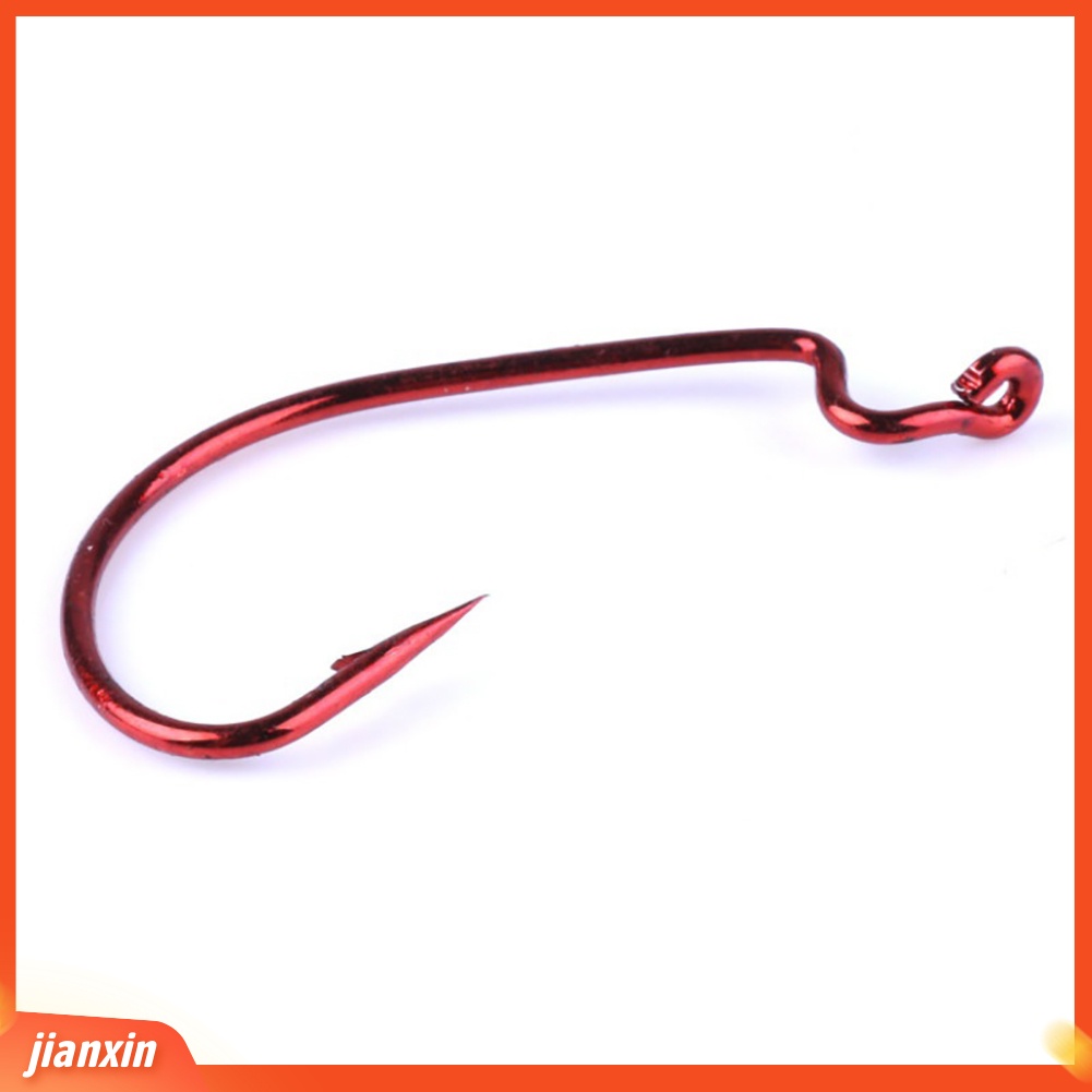 (In Stock) 50Pcs Baja Karbon Tinggi Tahan Lama J-shaped Barb Jig Hooks Fishhooks Alat Pancing