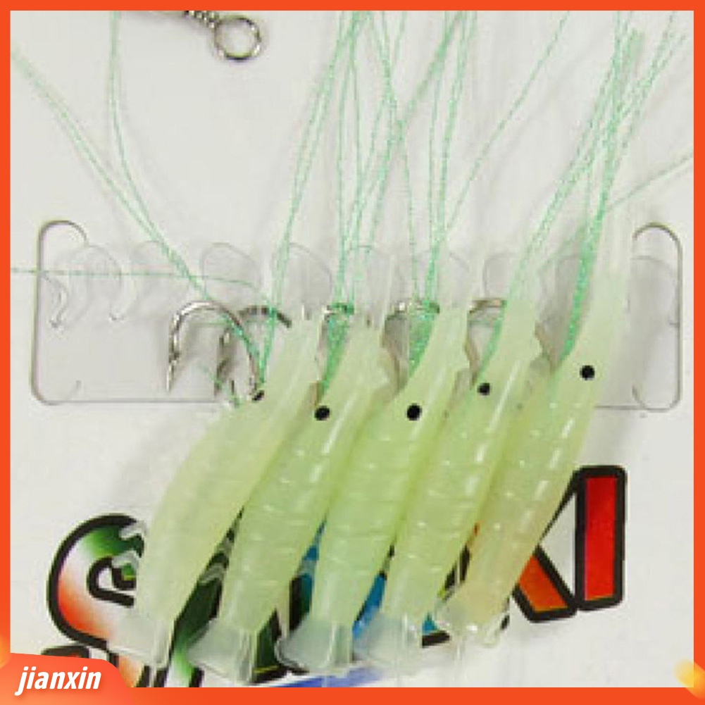 (In Stock) 10 Pcs Silikon Neon Buatan Udang Baja Karbon Kait Umpan Pancing Lure