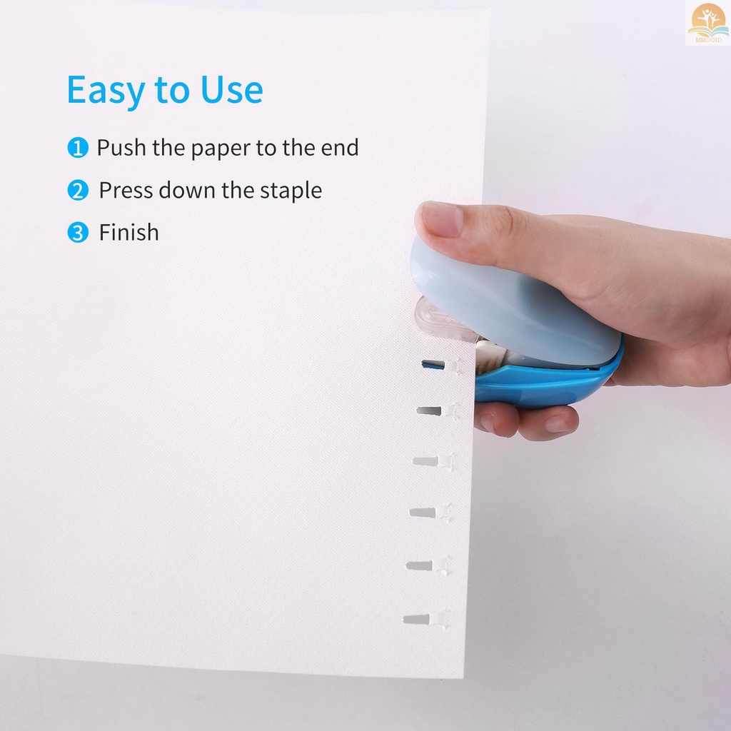 In Stock KW-triO Hand-held Mini Safe Stapler No Staples Stapleless Kapasitas 4lembar Untuk Pengikat Kertas Toko Sekolah Kantor Perlengkapan Rumah
