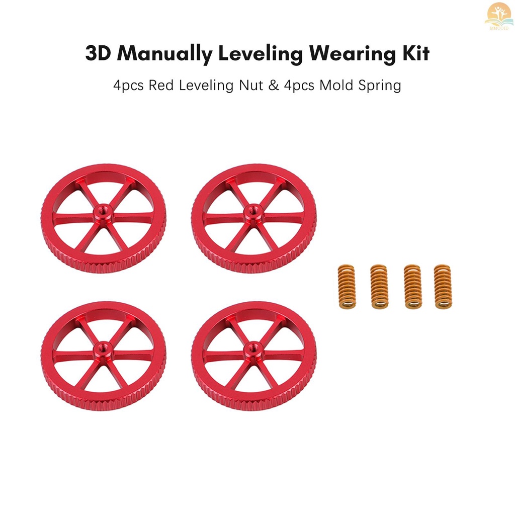 In Stock Creality 3D Manually Leveling Wearing Kit 4pcs Red Leveling Nut &amp; 4pcs Mold Spring Untuk CR Series Dan Ender Series 3D Printer CR-10 V3/CR-10 V2/CR-10 Max/Ender-3 Max/Id