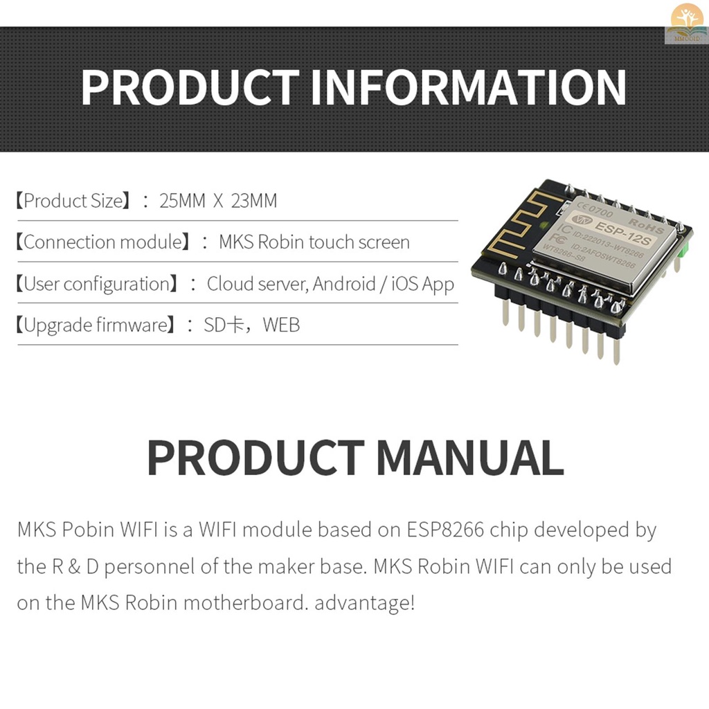 In Stock 1pc MKS Robin WIFI V1.0 APP Remote Control 3D Printing Wireless Router ESP8266 Modul WIFI Untuk MKS Robin Motherboard Stabilitas Tinggi