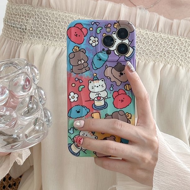 Funny Colorful Oil Painting Animal Soft Silicon Case HP iP iPhone 14 + Plus 12 13 Pro Max 11 IMD Wave Casing Apple