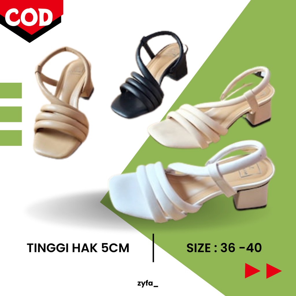 Sandal Sendal Hak Heels Wanita Swndal Hils Hells Heel Tali Hak Tinggi Tahu Putih High Heels 5cm Wani