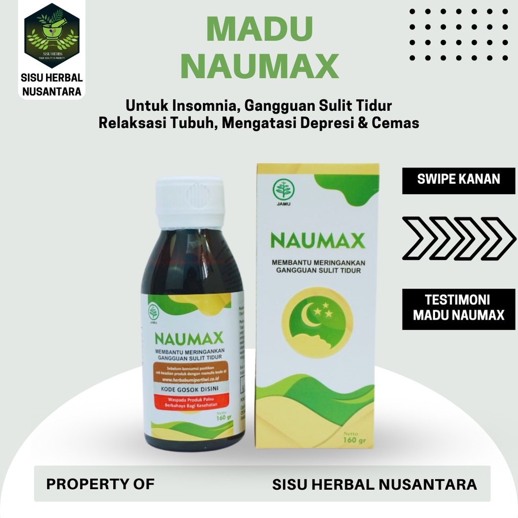 Madu Naumax Herbal Ori bisa COD untuk Insomnia Gangguan Sulit Tidur Relaksasi Tubuh, Mengatasi Depresi dan Cemas ORIGINAL