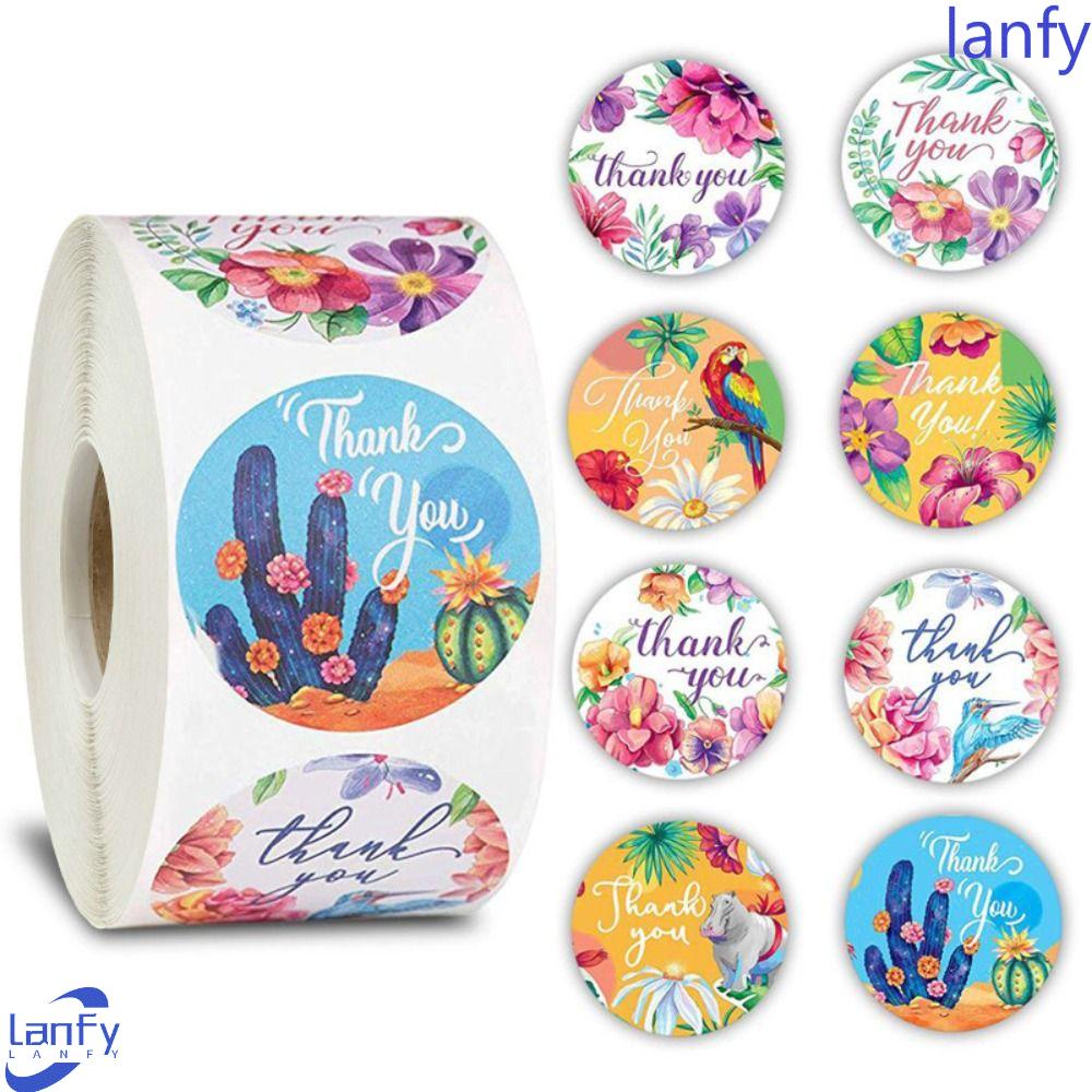 LANFY Stiker Thank You Kemasan Roll 500pcs/ Albumrol Label Scrapbooking Amplop Segel Sealing Stiker Stiker Dekorasi