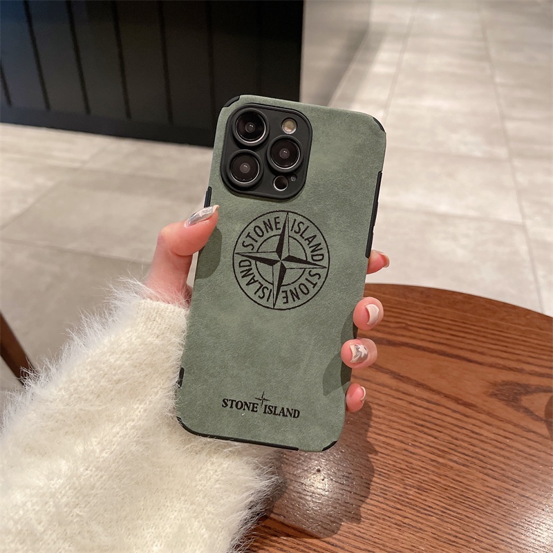 IPHONE Casing Soft Phone Case Retro Stone Island Trendi Kompatibel Untuk Iphone13 12 11 Pro X XS MAX XR 78 Plus Warna Kulit Domba Kotak Kulit Domba Soft Case COD