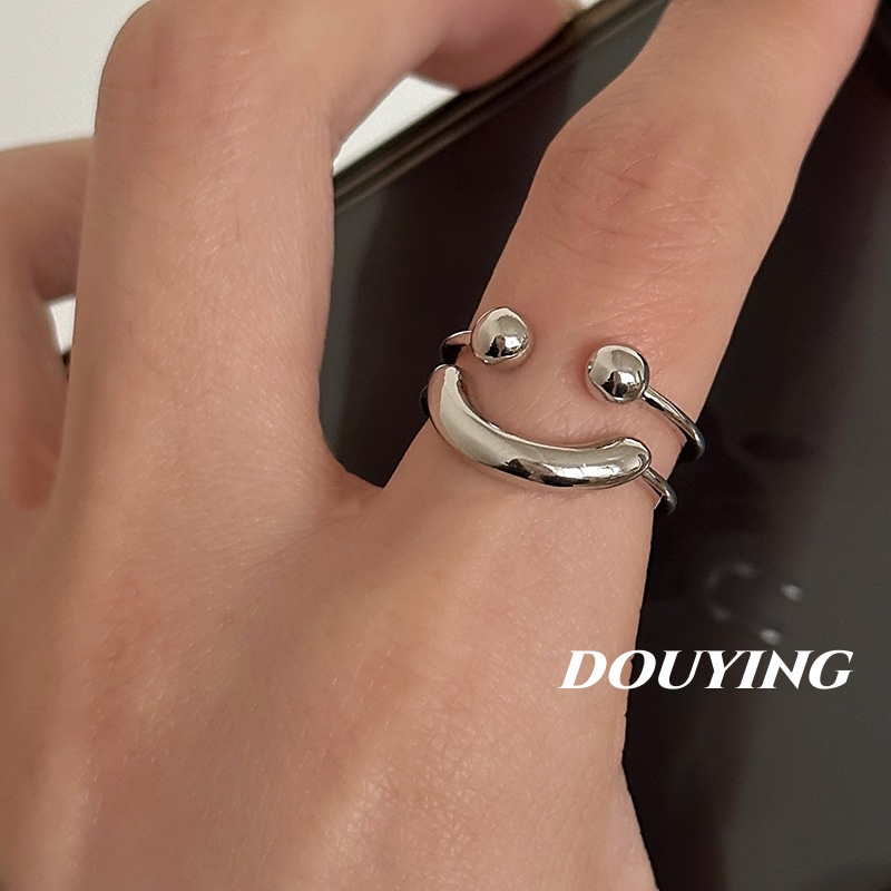 Ifyou Fashion Smile Cincin Untuk Wanita Perak Logam Rings Perhiasan Aksesoris