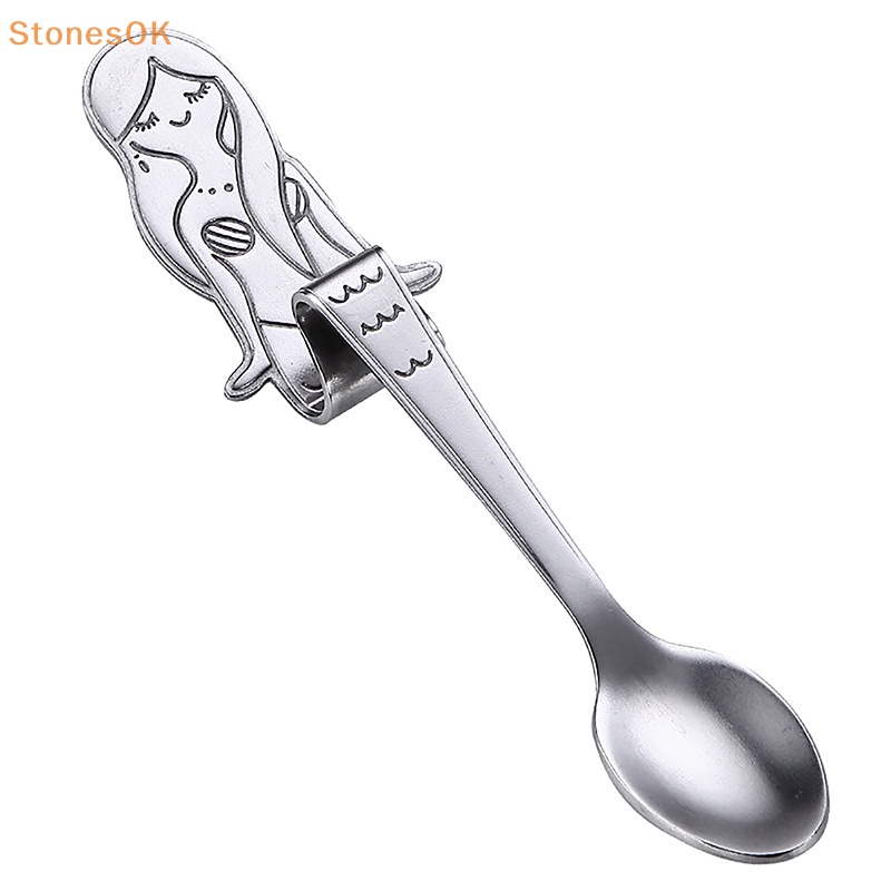 Stones 1Pc Sendok Kopi Mermaid Scoop304Stainless Steel Hanging Coffee Spoon Sendok Teh Gula Es Krim Tea Spoon Alat Dapur ID