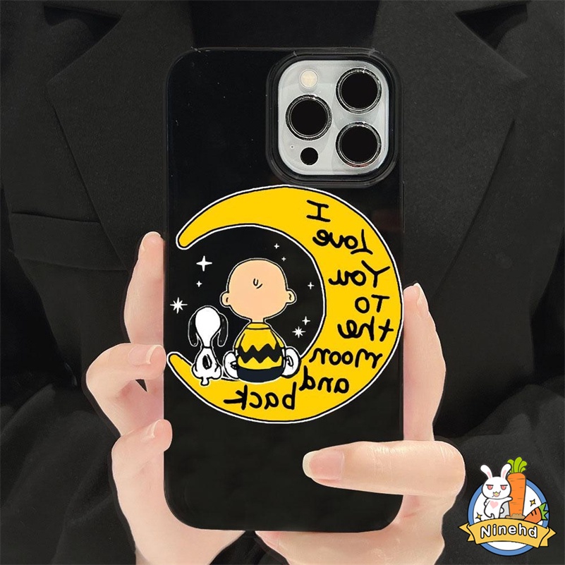 IPHONE Snoopy Kartun Fashion Phone Case Kompatibel Untuk Iphone14 13 12 11 Pro Max X Xr Xs Max 8 7 6 6s Plus SE 2020simple Shockproof Glossy Silikon Case Frame Pelindung Penutup Belakang