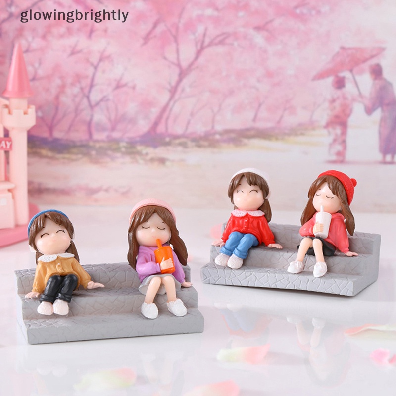 [glowingbrightly] 3pcs /set Mini Seri Best friend Fairy Garden Lanskap Mikro Ornamen Dashboard Mobil Desktop Rumah TFX