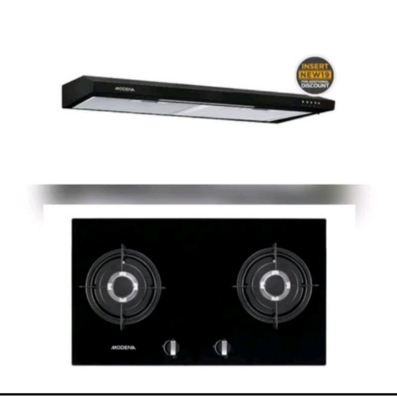 Paket kompor tanam gas Bh 0725 dan Cookerhood Modena px 7111