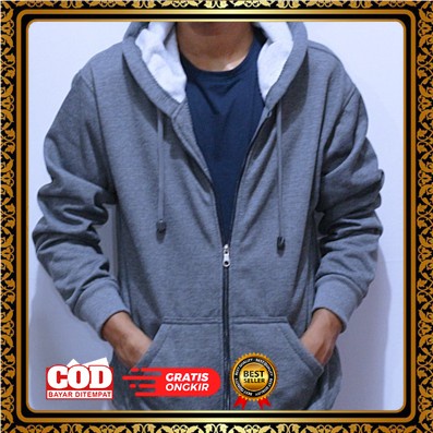 JACKET HODIEE OUTWEAR TRENDY /Hoodie Resleting Polos Pria Dark Grey Pria Wanita