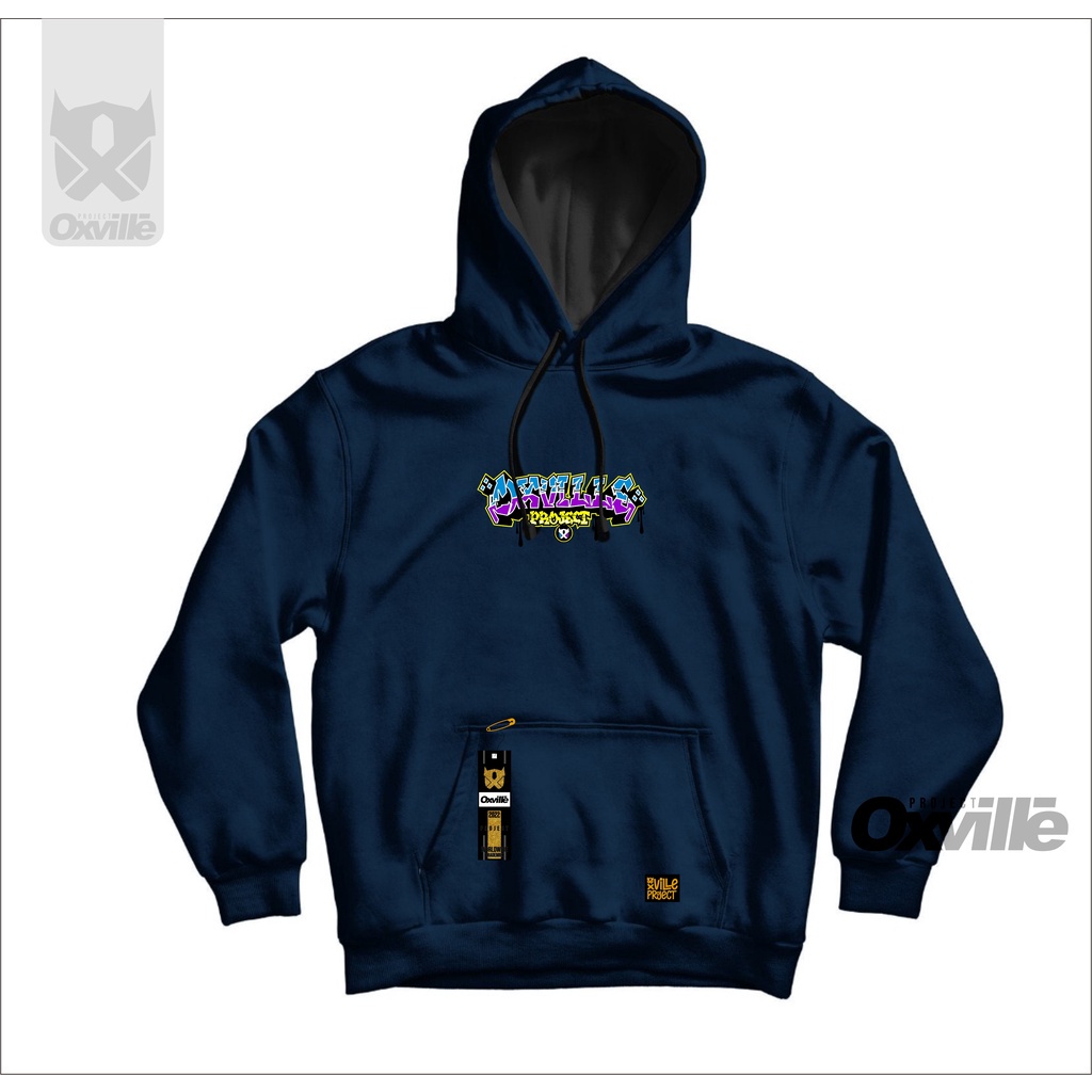 JACKET HODIEE OUTWEAR TRENDY /Sweater Hoodie Oxville Project Bahan Tebal Terbaru Navy Graffiti Elega