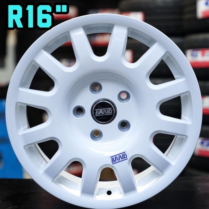 Velg mobil r16 BRAID RALLY PCD 5X114,3 PUTIH Velg racing ring 16