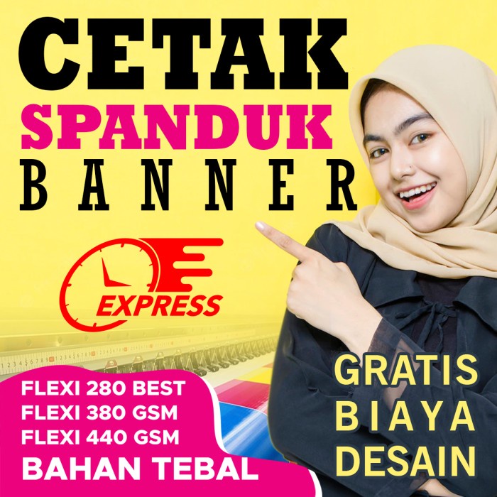 

Cetak spanduk banner Murah, Cepat, Free Design - FLEXI 300 GSM, 1x1