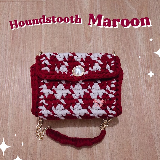 BEMBI CRAFT TAS RAJUT HOUNDSTOOTH/ Tas Houndstooth Rajut Fuschia Sage Green Olive Mustard Denim Ivor