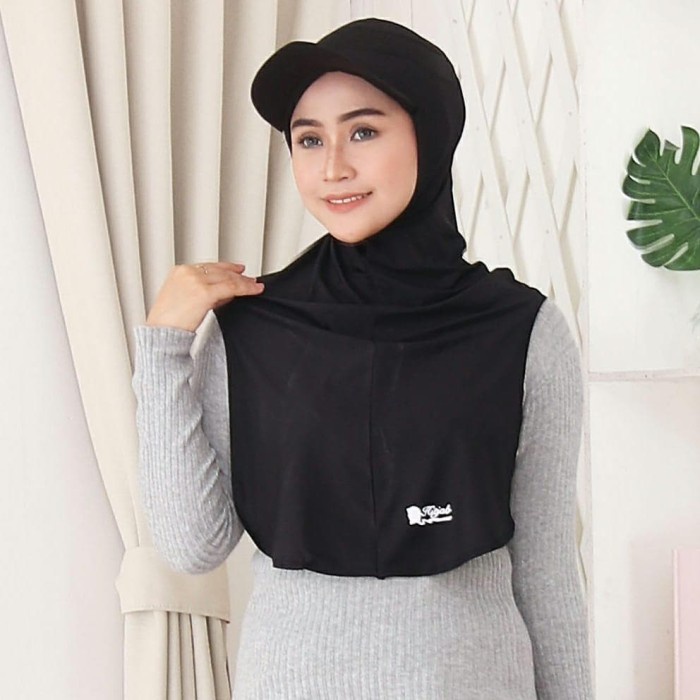 Promo Best Seller New Topi Hijab Sport Instant Long Runner - TOPI HITAM