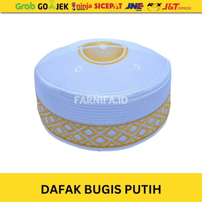 Murmer Terlaris Peci Bugis Dafak Bugis Songkok Bugis Exclusive Kopiah Putih Emas - Putih, 5