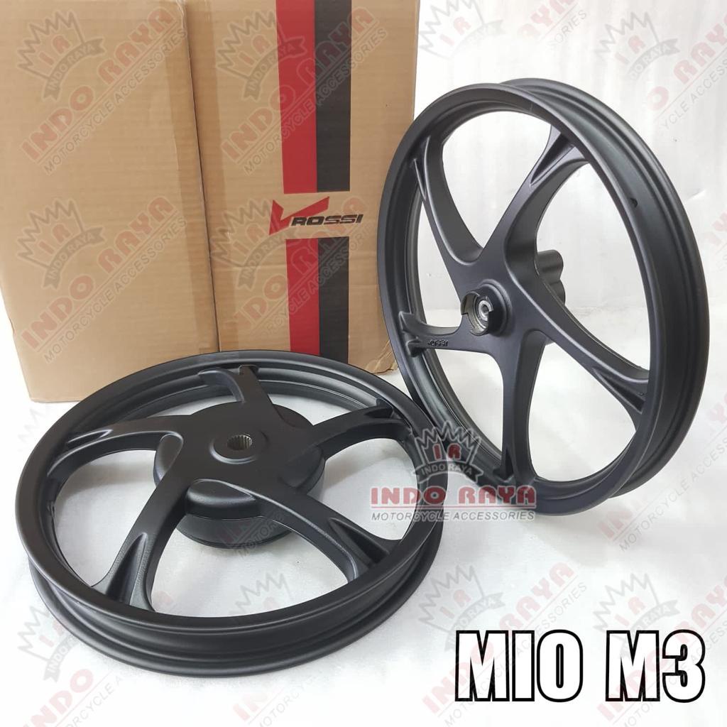velg racing rossi mio m3 mio 125cc soul gt 125 xeon gt 125 hitam 1set depan belakang 140 160 ring 14