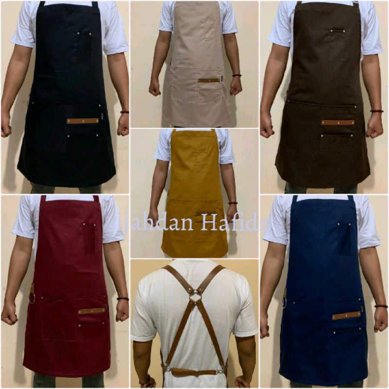 CELEMEK Apron Celemek masak,BaristA Multifungsi,Tali kulit sintetis Kualitas Premium