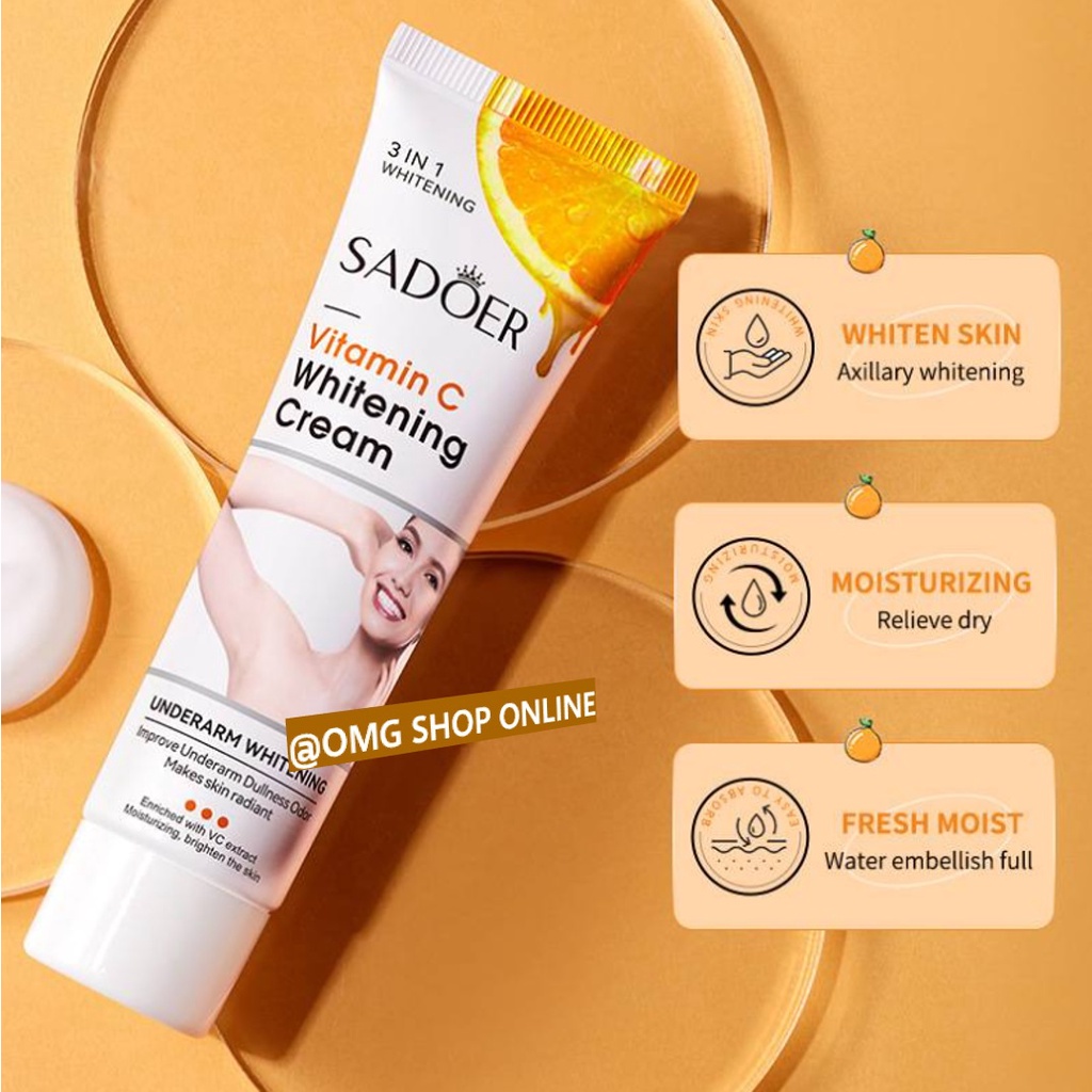 Termurah !!! Sadoer Vitamin C Whitening Cream Underarm 50 Gr / Krim Pemutih Ketiak Alami Pemutih Badan Pantat Pemutih Selangkangan Permanen Lebih Cepat / Cream Pemutih Leher Pencerah Sikut Krim Pencerah Bokong Penghilang Lipatan Ketiak Krim Ketiak Hitam