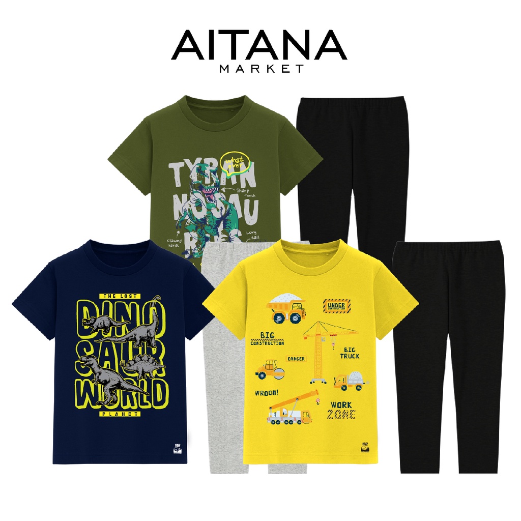 Baju Tidur Piyama Anak Dino dan Vehicle Series TheLostDino Usia 2-8 Tahun Bahan Katun Combed 30s