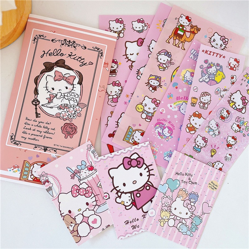 Kartun Kuromi Cinnamoroll Scrapbook Sticker/DIY Handbook Goo Card Decorative Stickers/Sanrio Ledger Decor Alat Tulis Siswa