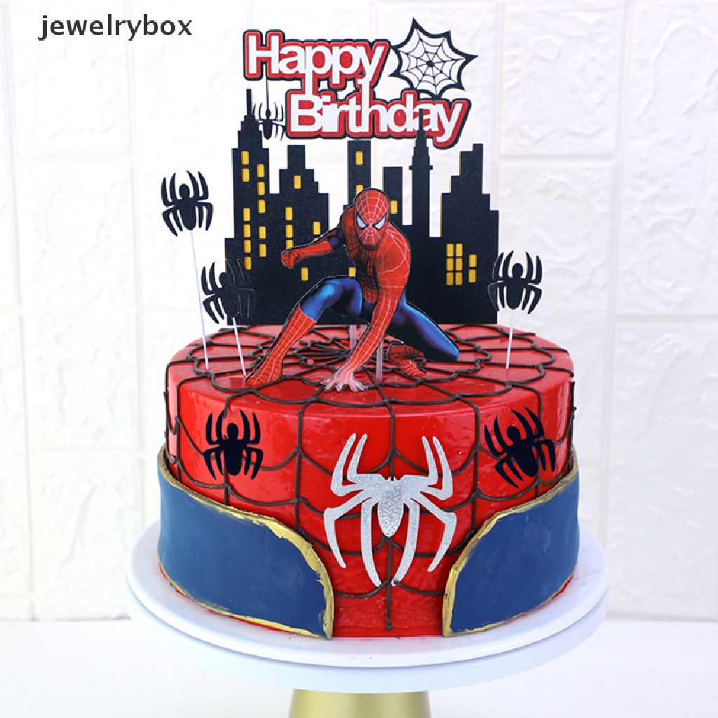 [jewelrybox] 1set Hiasan Kue Tema Spider man Untuk Pesta Ulang Tahun Kartun Kue Deco Hadiah Butik