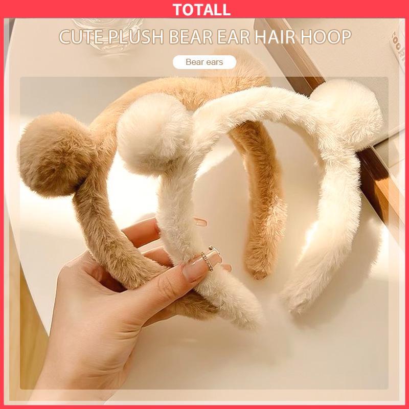 COD Bando Telinga Beruang Mewah Lucu  Wanita Kartun Rusak Rambut Mencuci Wajah Hairband-Totall