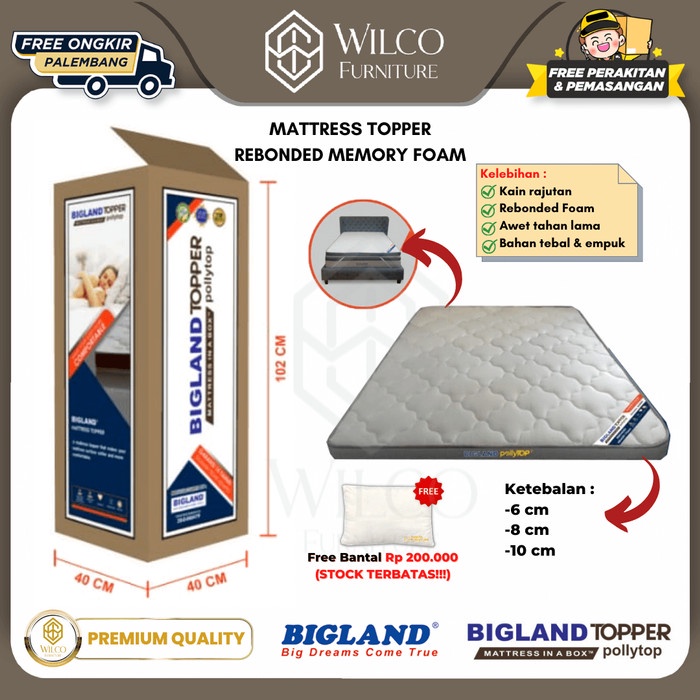 Bigland Matras in the box / Matras Topper Rebonded Memory Foam 8cm PLG - 120x200