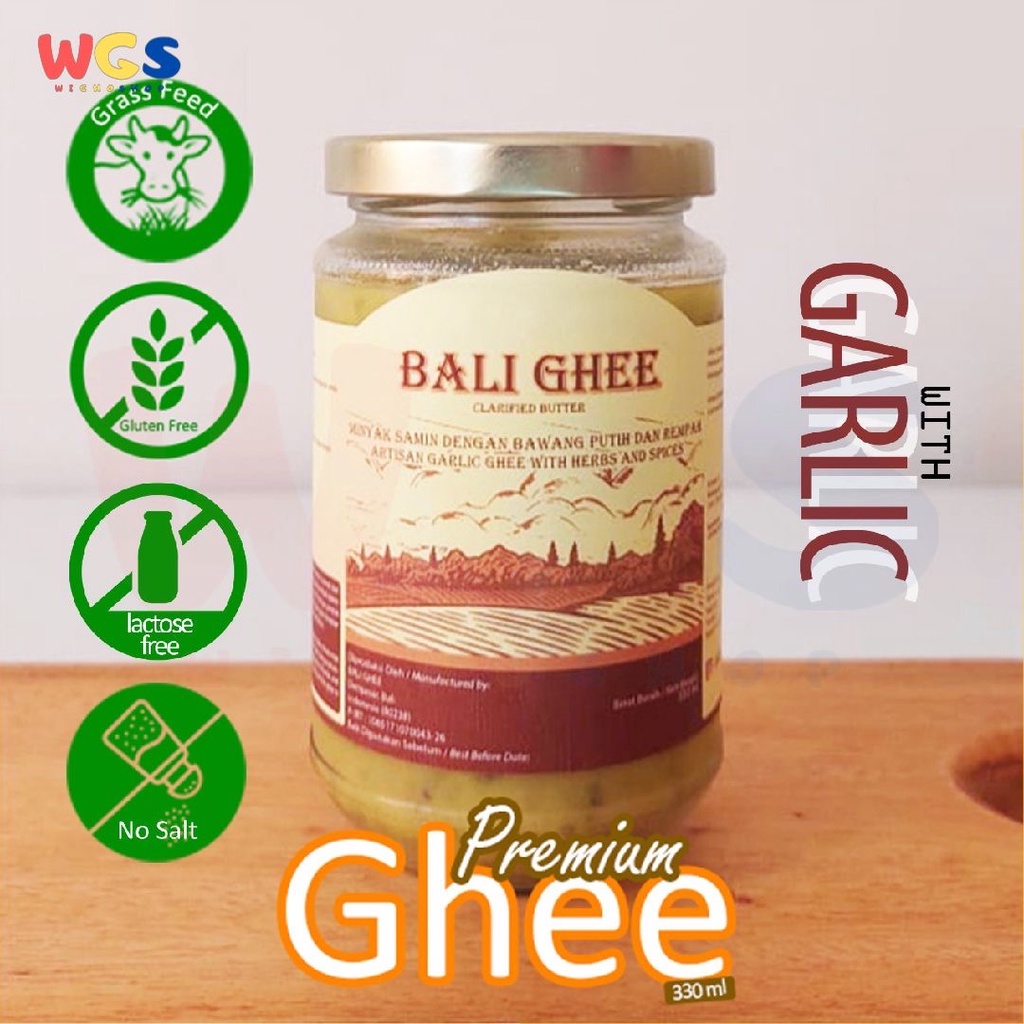 Bali Ghee Clarified Butter Ghee Garlic Herb &amp; Spices Gluten Free 330ml