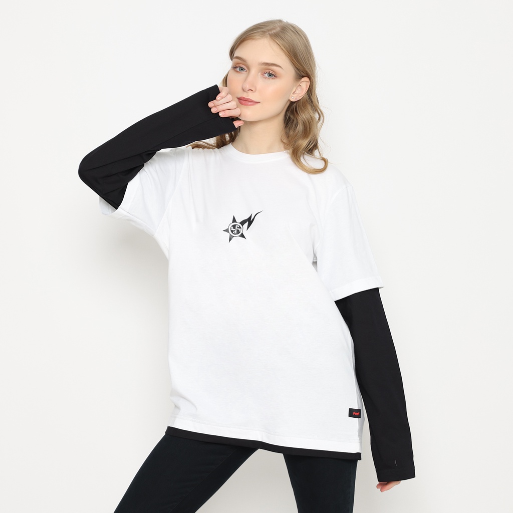 Peoples kaos double layer pria unisex Visual Hunter - putih hitam