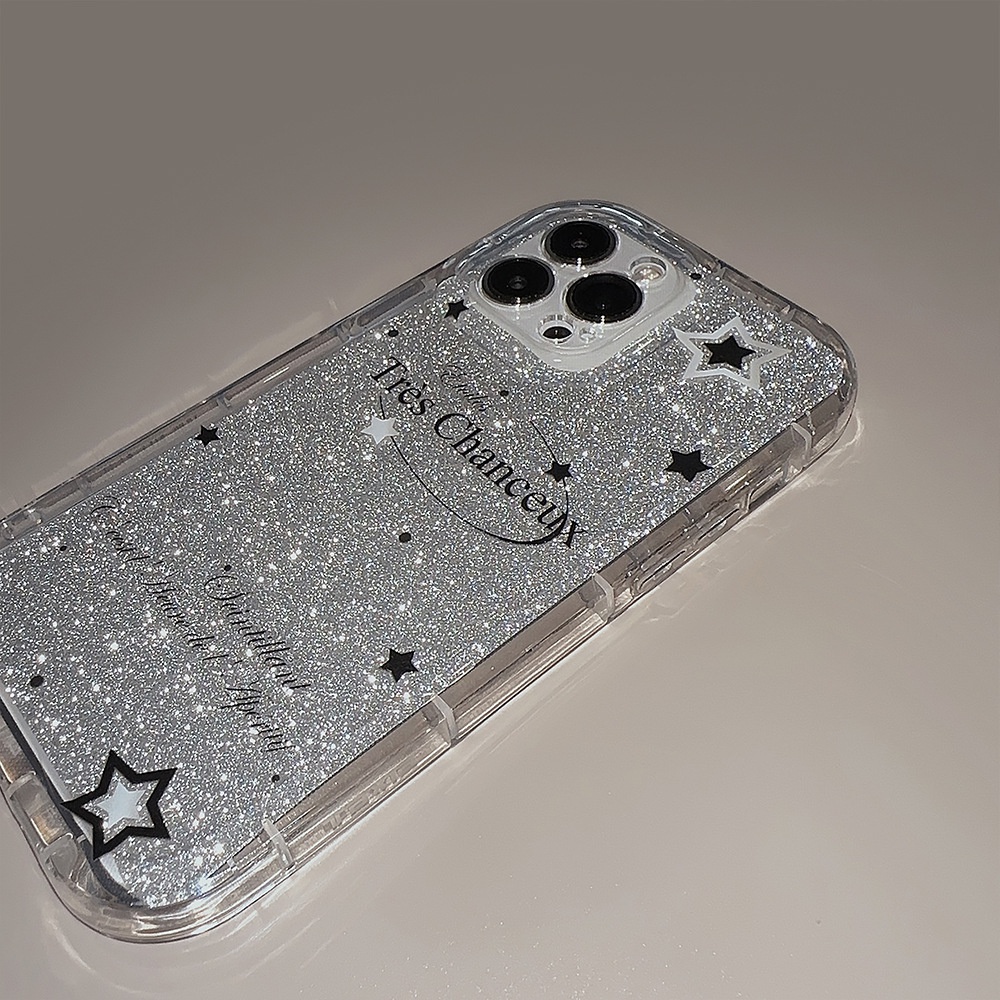 IPHONE Bintang TPU Transparan Soft Phone Case Cover Dengan Film Glitter Untuk Iphone11 12 13 14 PLUS PRO MAX Shockproof Pelindung Shell